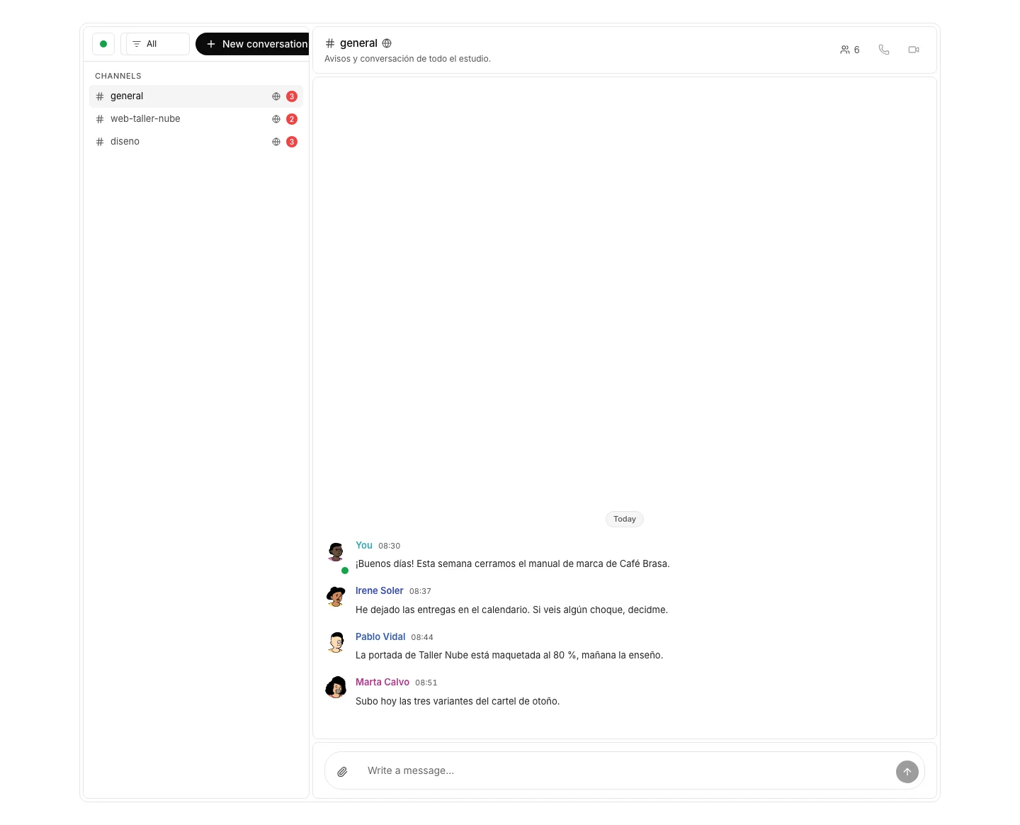The Messages app with the conversation list and an open thread.